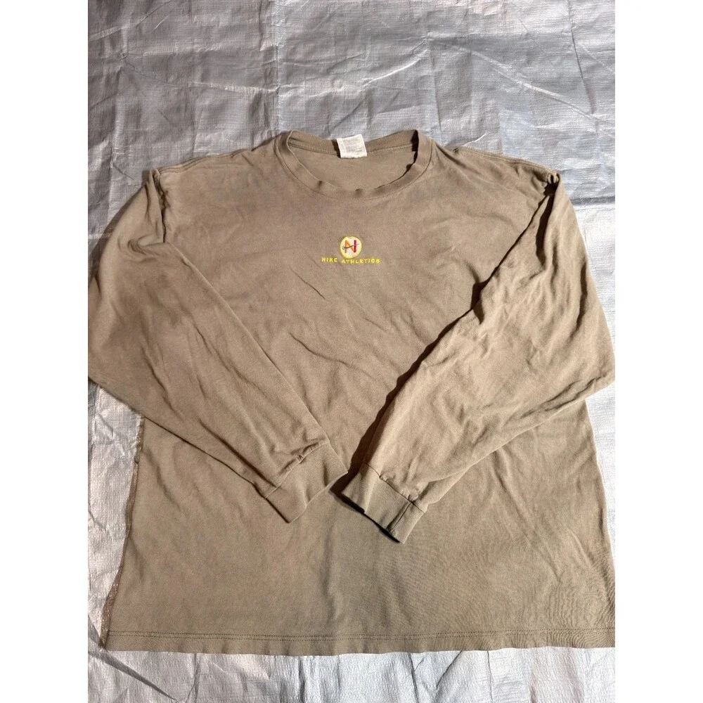 Vintage 90s Nike White Tag Long Sleeve Shirt Mens XL Olive Green Embroidered